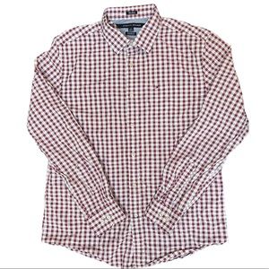 Tommy Hilfiger Shirt LS Button Up 80s 2-ply Red White Size Large